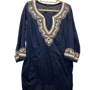Saachi blue white embroidered tunic kurti top 20